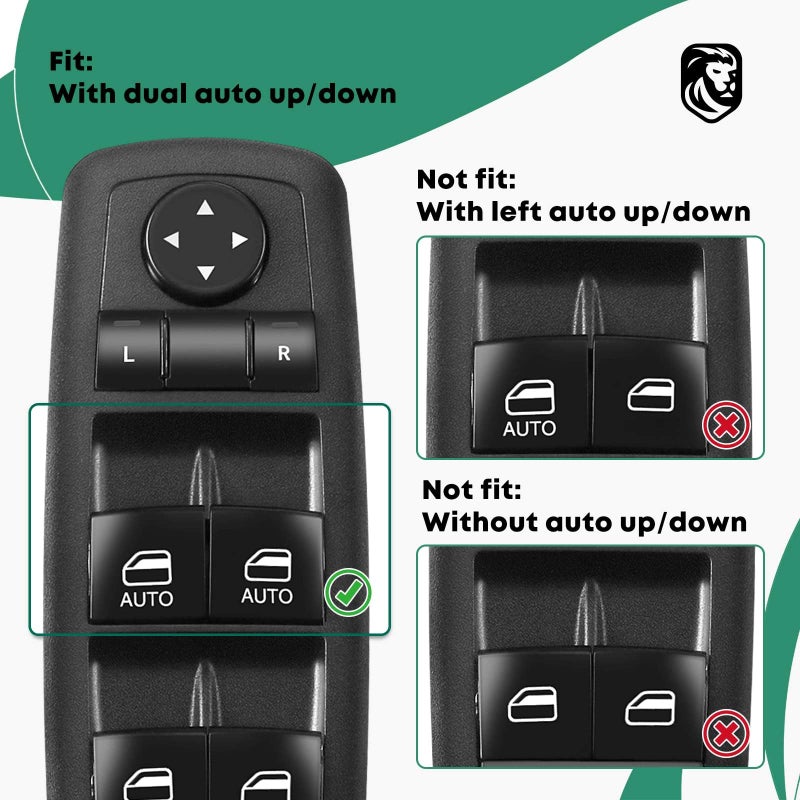 YHTAUTO Master Power Window Switch Driver Side for Dodge Ram 1500, Journey, Grand Caravan, Jeep Liberty, Chrysler Town & Country, 3+9 Pins, 10 Button, Dual Auto Up and Down Window Control Switch - Image 3